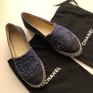 Authentic Chanel Denim Espadrilles Size 37 EUC